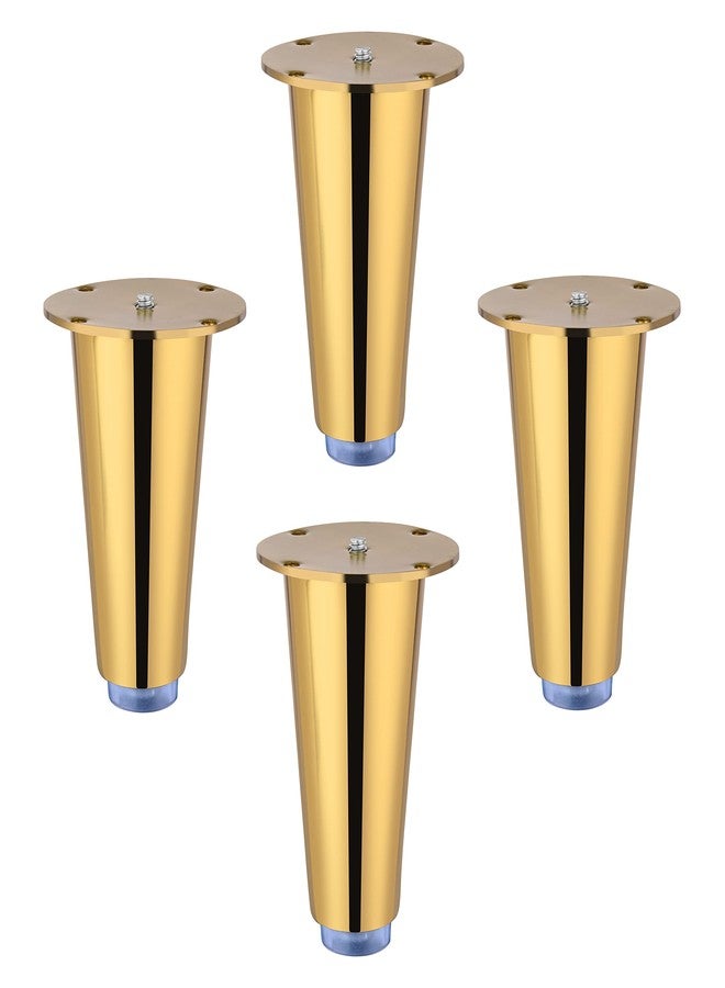 LAPO مجموعة لابو من 4 قطع من أرجل الكنب المصنوعة من الفولاذ المقاوم للصدأ شديدة التحمل مقاس 4 بوصات لتثبيت الأثاث | أرجل كنب معدنية | أرجل كنب مخروطية الشكل (طلاء ذهبي) عبوة من 4 قطع - Image 1